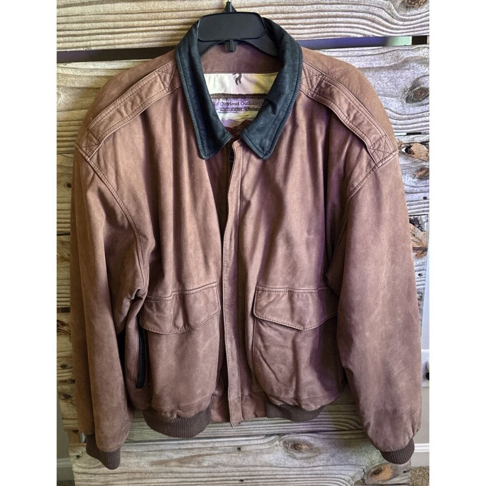 Overland Outfitters Walkabout Leather Bomber Jacket Mens Medium Brown Lined